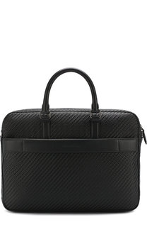 Кожаная сумка для ноутбука Pelle Tessuta с плечевым ремнем Ermenegildo Zegna