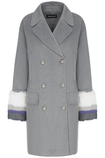 Полушерстяное пальто с отделкой мехом кролика La Reine Blanche
