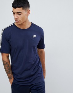 Темно-синяя футболка с полосками Nike AR4915-451 - Темно-синий