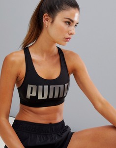 Черный бюстгальтер-борцовка с логотипом Puma - Черный