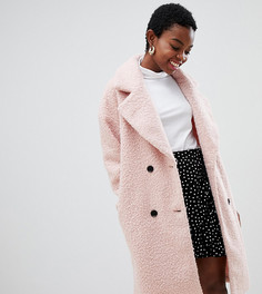 Фактурное двубортное пальто из шерсти Glamorous Petite - Розовый