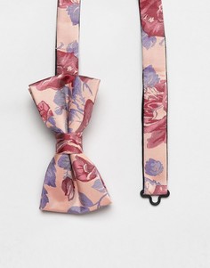 Розовый жаккардовый галстук-бабочка с цветочным рисунком Moss London - Розовый