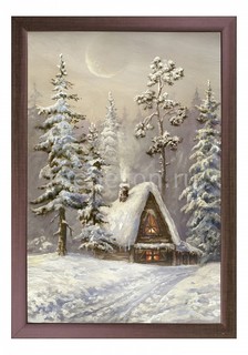 Панно (40х60 см) Дом в зимнем лесу 1722131 Ekoramka
