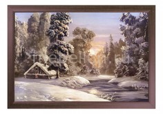 Панно (70х50 см) Дом в зимнем лесу 1722135 Ekoramka
