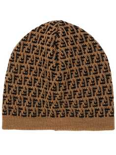 logo intarsia beanie Fendi