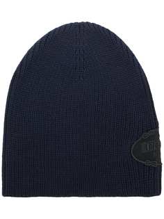 logo knitted beanie hat Prada