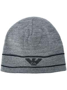 logo embroidered beanie hat Emporio Armani
