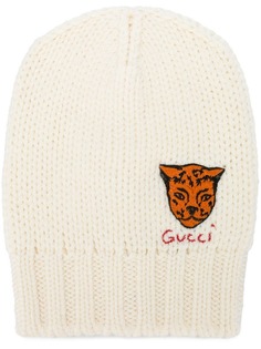 tiger embroidered knit beanie Gucci