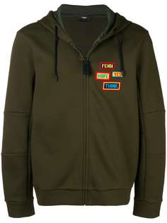 толстовка на молнии с капюшоном и заплаткой Fendi