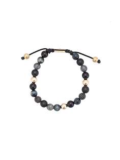 Agate, Onyx, Black Jade, Blue Tiger Eye and Black CZ beaded bracelet Nialaya Jewelry