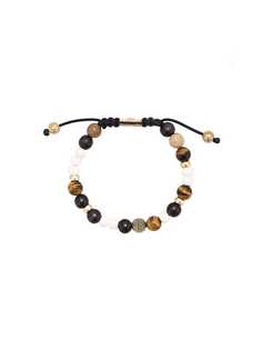 Brown Tiger Eye, Red Tiger Eye, Jasper, Ebony and Bone beaded bracelet Nialaya Jewelry