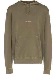 толстовка из джерси с капюшоном и принтом логотипа Saint Laurent