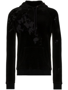 состаренная бархатная толстовка с капюшоном Saint Laurent