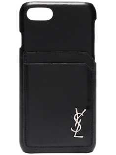 Cardholder and logo embellished iPhone 8 Case Saint Laurent