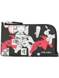кошелек с рисунком и застежкой на молнию Prada