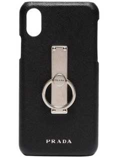 black iPhone X case with ring Prada