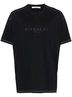 футболка кубинского кря с логотипом и эффектом потертости Givenchy