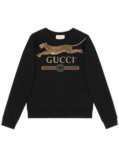 толстовка с логотипом и леопардом 'Gucci' Gucci