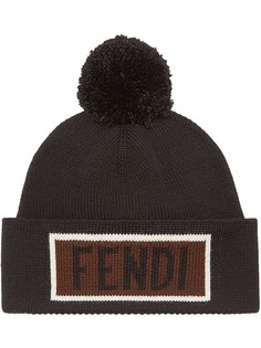 logo patch beanie hat Fendi