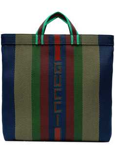 полосатая сумка-тоут с логотипом бренда Gucci