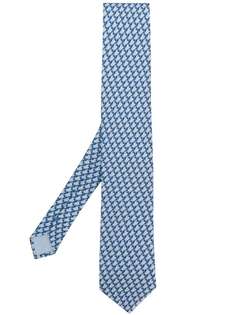 галстук с принтом птиц из бумаги Prada