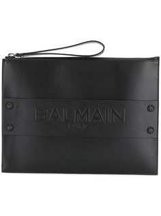 клатч с логотипом на молнии Balmain