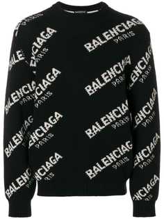 джемпер с круглым вырезом с жаккардовыми логотипами Balenciaga