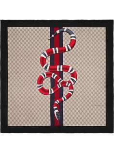 шарф с полоской Web и королевской змеей Gucci