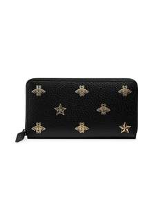 кошелек с круговой молнией с пчелами и звездами Gucci