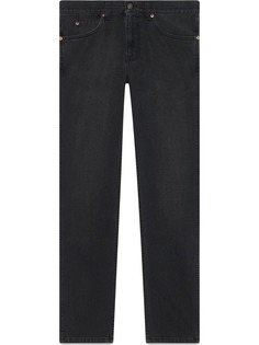 джинсы кроя слим с тигром Gucci