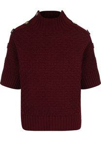 Хлопковый пуловер с укороченным рукавом и высоким воротником See by Chloé