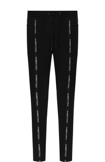 Хлопковые брюки прямого кроя с контрастной отделкой Dolce & Gabbana