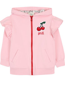 Хлопковый кардиган на молнии с капюшоном Fendi