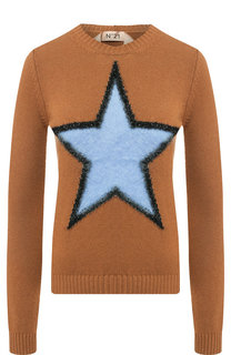 Шерстяной пуловер с декоративной отделкой в виде звезды No. 21