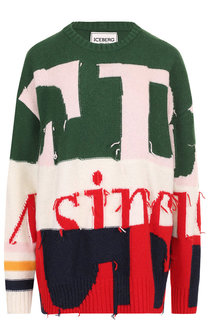 Шерстяной пуловер с контрастной вышивкой Iceberg