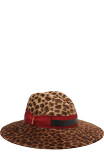 Фетровая шляпа с леопардовым принтом и лентой Borsalino