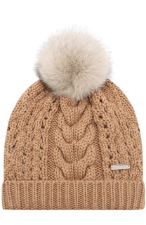 Шерстяная шапка фактурной вязки с помпоном Woolrich