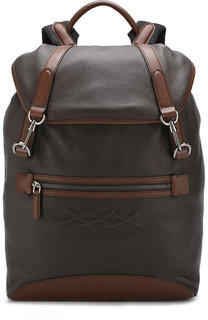 Кожаный рюкзак с внешним карманом на молнии Zegna Couture