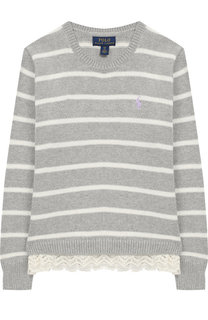 Хлопковый пуловер с отделкой Polo Ralph Lauren