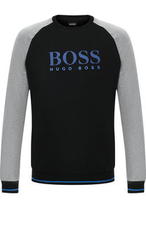 Хлопковый свитшот с логотипом бренда BOSS