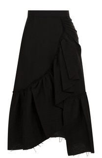 Однотонная хлопковая юбка-миди с оборками Rachel Comey