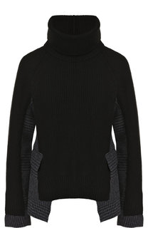 Шерстяной пуловер с высоким воротником Sacai