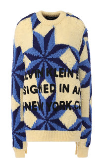 Шерстяной пуловер с принтом CALVIN KLEIN 205W39NYC