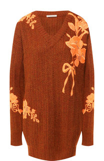 Шерстяной пуловер с декоративной вышивкой Christopher Kane