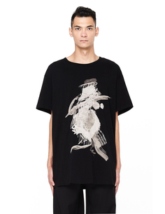 Хлопковая футболка с абстрактным принтом Yohji Yamamoto