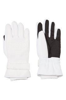 Белые перчатки с логотипом Fendi