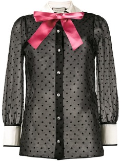 блузка из тафты с узором из звезд и бантом Gucci