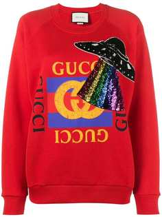 толстовка свободного кроя с отделкой пайетками Gucci