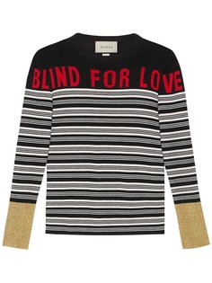 полосатый джемпер с надписью 'Blind for Love' Gucci