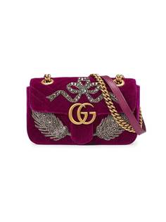 бархатная вышитая мини-сумка 'GG Marmont' Gucci